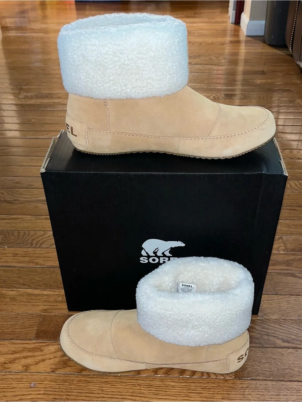 Sorel Go Stumptown Faux Fur Lined Bootie Tawny Buff Natural White Women’s 11